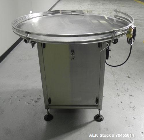 Used Inline Filling Systems 36" Diameter Stainless Steel Accumulation Table. Dayton variable DC speed drive controller. 1/60/110V.