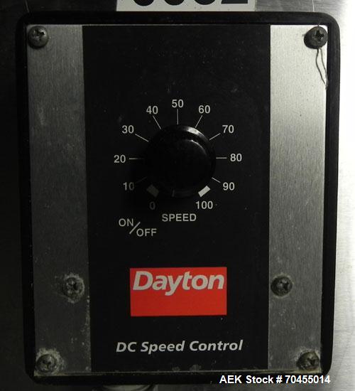 Used Inline Filling Systems 36" Diameter Stainless Steel Accumulation Table. Dayton variable DC speed drive controller. 1/60/110V.