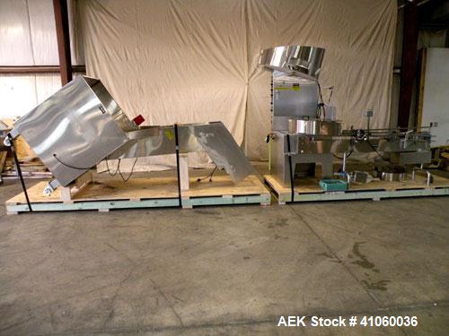 Used Kalish Kalisort-200 Bottle Orienter, Model 7430. Approximately 200 bottles per minute. Includes a starwheel, 4’’ wide x 74’’ long takeaway conveyor, and a stainless steel hopper, serial# 0012. I...