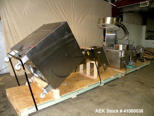 Used Kalish Kalisort-200 Bottle Orienter, Model 7430. Approximately 200 bottles per minute. Includes a starwheel, 4’’ wide x 74’’ long takeaway conveyor, and a stainless steel hopper, serial# 0012. I...