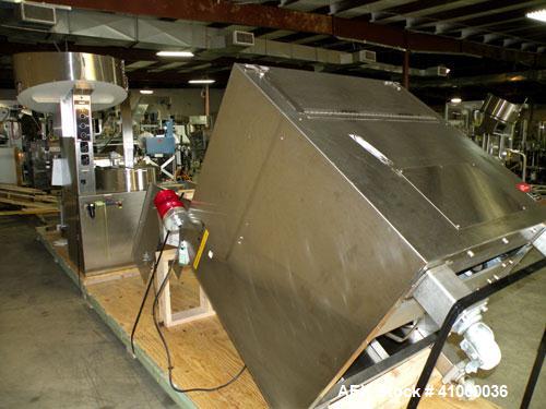 Used Kalish Kalisort-200 Bottle Orienter, Model 7430. Approximately 200 bottles per minute. Includes a starwheel, 4’’ wide x 74’’ long takeaway conveyor, and a stainless steel hopper, serial# 0012. I...