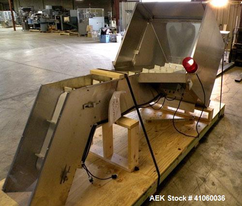 Used Kalish Kalisort-200 Bottle Orienter, Model 7430. Approximately 200 bottles per minute. Includes a starwheel, 4’’ wide x 74’’ long takeaway conveyor, and a stainless steel hopper, serial# 0012. I...