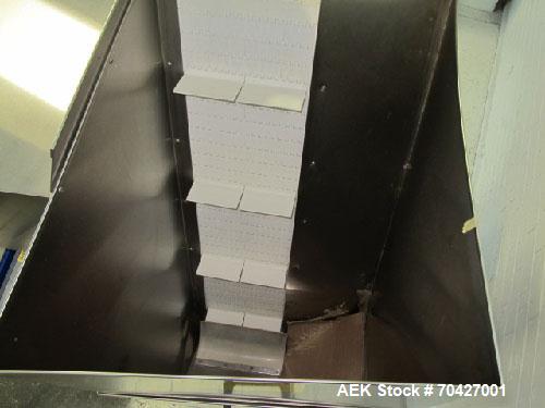 Used Kaps-All AU3 Bulk Bottle Unscrambler. Capable of speeds up to 150 bottles per minute. Bottle size range: (height) 1/2" to 6" (width) up to 3". Compact design. Has a 10 cu ft bottle hopper with a...
