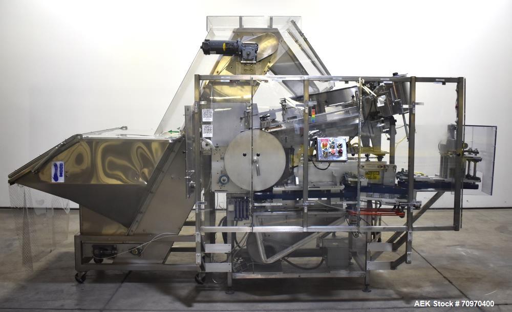 Used New England Machinery Model NEHCL-200AJ Bulk Bottle Unscrambler. Machine is capable of speeds up to 200 bottles per minute. Container size range: Diameter 5/8" - 3-1/2"; Height up to 10". Has in...