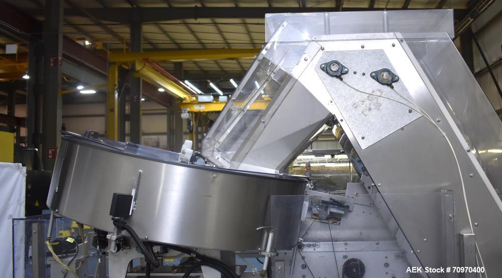 Used New England Machinery Model NEHCL-200AJ Bulk Bottle Unscrambler. Machine is capable of speeds up to 200 bottles per minute. Container size range: Diameter 5/8" - 3-1/2"; Height up to 10". Has in...