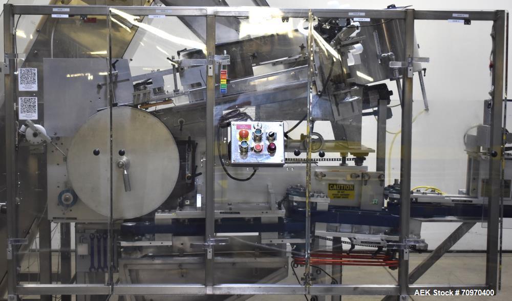 Used New England Machinery Model NEHCL-200AJ Bulk Bottle Unscrambler. Machine is capable of speeds up to 200 bottles per minute. Container size range: Diameter 5/8" - 3-1/2"; Height up to 10". Has in...