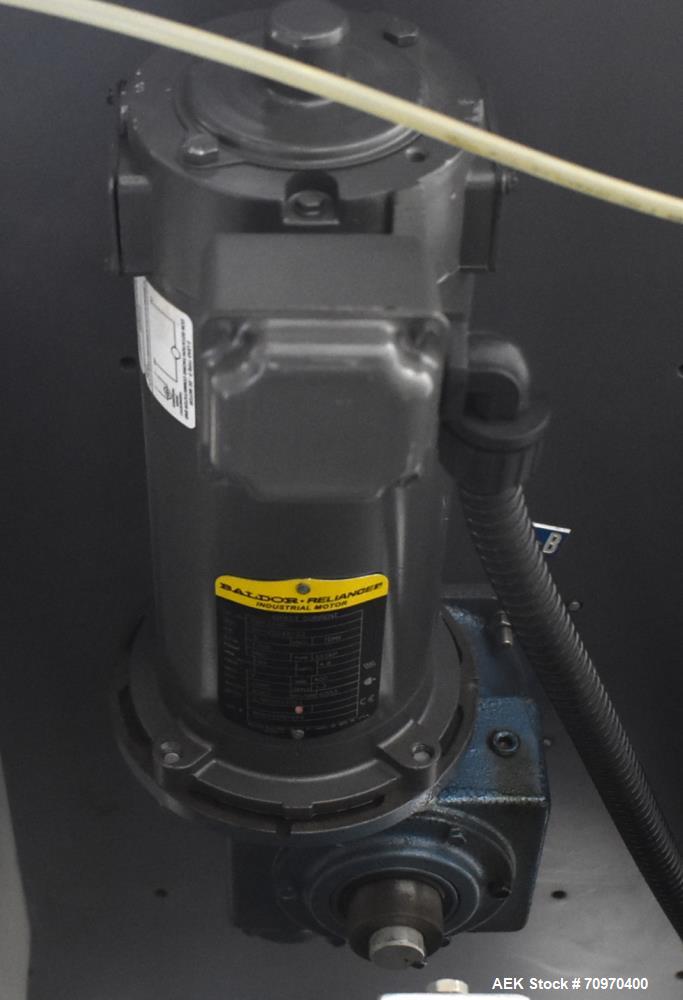 Used New England Machinery Model NEHCL-200AJ Bulk Bottle Unscrambler. Machine is capable of speeds up to 200 bottles per minute. Container size range: Diameter 5/8" - 3-1/2"; Height up to 10". Has in...