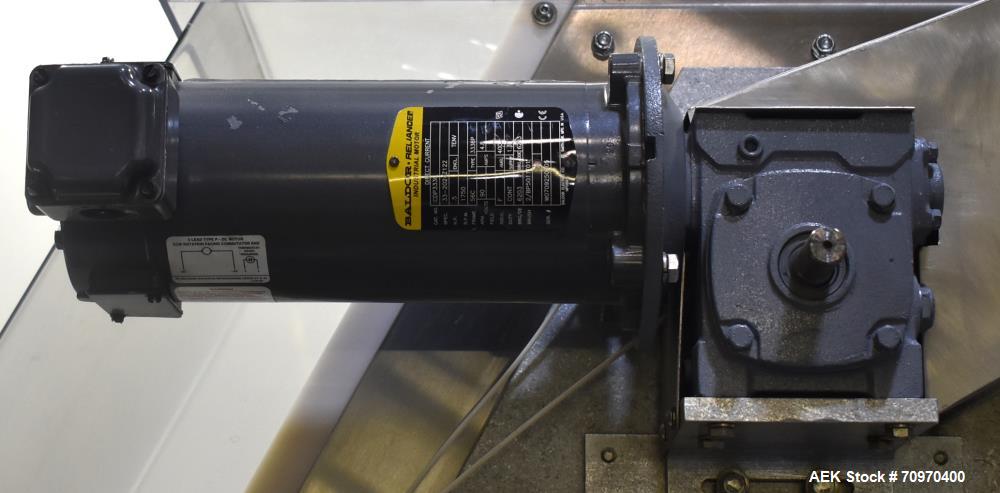 Used New England Machinery Model NEHCL-200AJ Bulk Bottle Unscrambler. Machine is capable of speeds up to 200 bottles per minute. Container size range: Diameter 5/8" - 3-1/2"; Height up to 10". Has in...