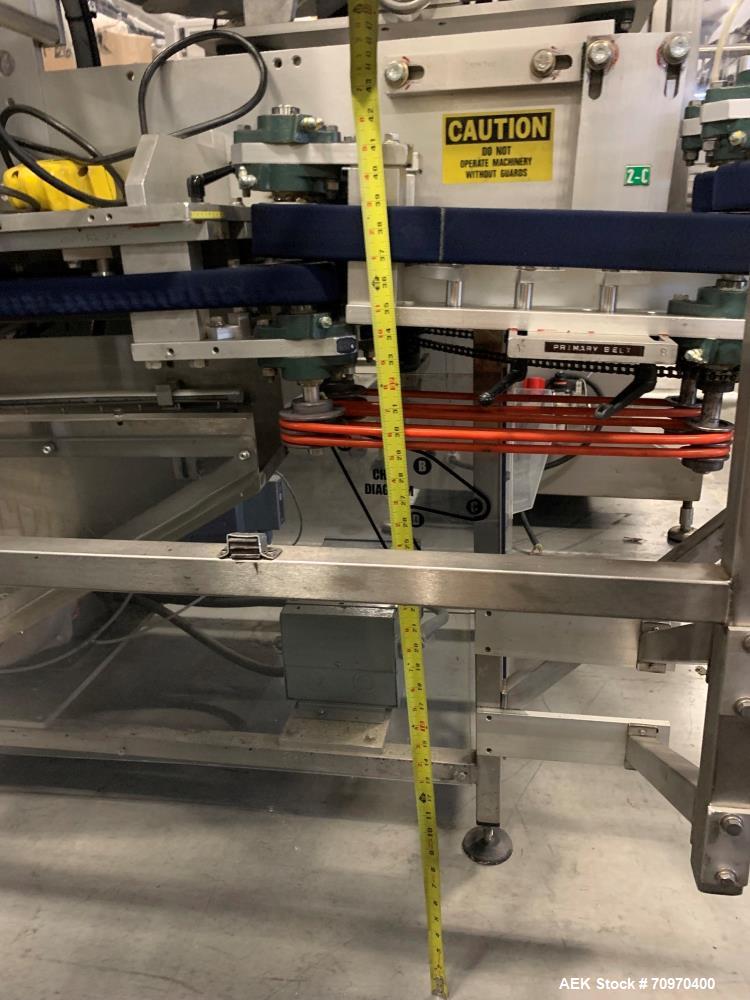 Used New England Machinery Model NEHCL-200AJ Bulk Bottle Unscrambler. Machine is capable of speeds up to 200 bottles per minute. Container size range: Diameter 5/8" - 3-1/2"; Height up to 10". Has in...