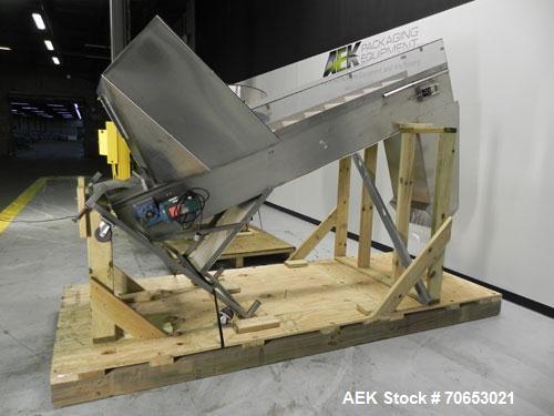 Used New England Model NEHCL-250AJ Bulk Bottle Unscrambler. Has integrated ionized air cleaner. Was last running 45 cc and 60 cc plastic pharmaceutical grade bottles. Includes New England model H/E-1...