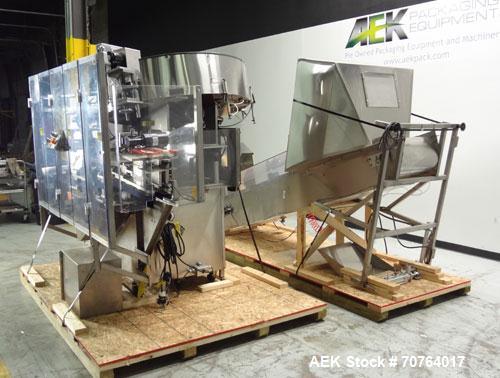 Used New England Machinery Model NEHCL-350 Bulk Bottle Unscrambler. Machine is capable of speeds up to 350 bottles per minute. Has a container size range of 5/8" to 3-1/2" (diameter) with heights up ...