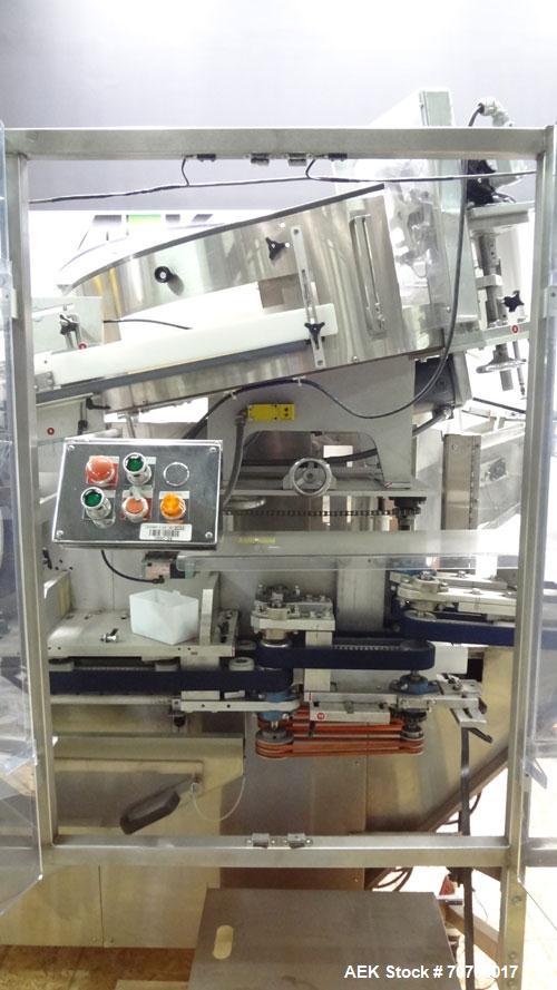 Used New England Machinery Model NEHCL-350 Bulk Bottle Unscrambler. Machine is capable of speeds up to 350 bottles per minute. Has a container size range of 5/8" to 3-1/2" (diameter) with heights up ...