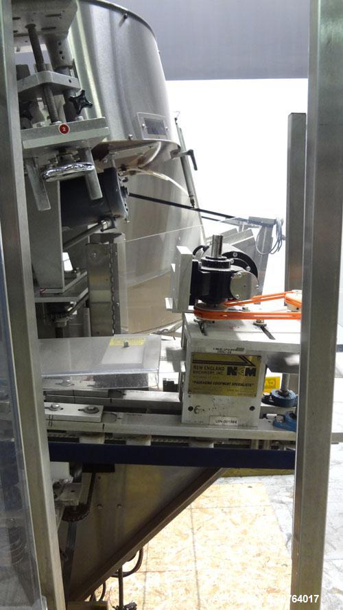 Used New England Machinery Model NEHCL-350 Bulk Bottle Unscrambler. Machine is capable of speeds up to 350 bottles per minute. Has a container size range of 5/8" to 3-1/2" (diameter) with heights up ...