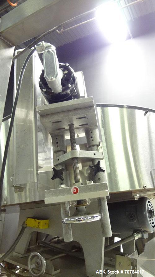 Used New England Machinery Model NEHCL-350 Bulk Bottle Unscrambler. Machine is capable of speeds up to 350 bottles per minute. Has a container size range of 5/8" to 3-1/2" (diameter) with heights up ...