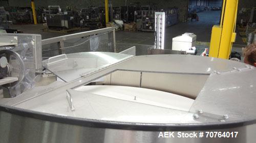Used New England Machinery Model NEHCL-350 Bulk Bottle Unscrambler. Machine is capable of speeds up to 350 bottles per minute. Has a container size range of 5/8" to 3-1/2" (diameter) with heights up ...