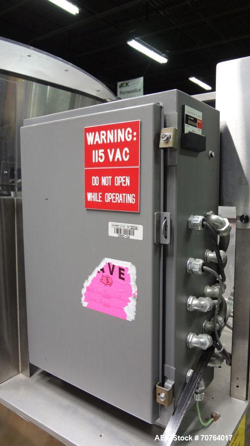 Used New England Machinery Model NEHCL-350 Bulk Bottle Unscrambler. Machine is capable of speeds up to 350 bottles per minute. Has a container size range of 5/8" to 3-1/2" (diameter) with heights up ...