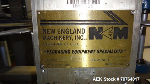 Used New England Machinery Model NEHCL-350 Bulk Bottle Unscrambler. Machine is capable of speeds up to 350 bottles per minute. Has a container size range of 5/8" to 3-1/2" (diameter) with heights up ...