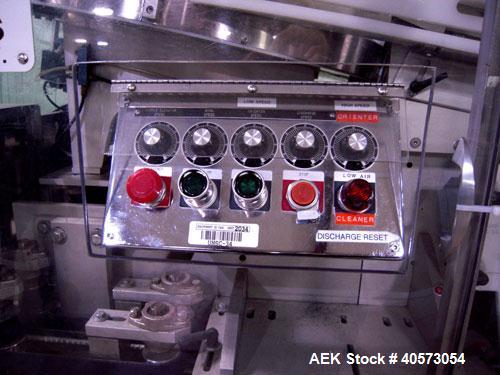 Used New England NECHL350AJ Bulk Plastic Bottle Unscrambler. Includes ionized air cleaner. Has 36" diameter sorting bowl, all stainless steel enclosure, Lexan guarding, bulk bottle elevator. Speeds u...