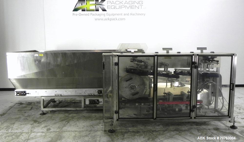 Used New England Model NEHHLP-72 Bottle Unscrambler. Has 72" (diameter) sorting bowl. Is currently set for 36 oz rectangular bottles. Includes New England 100-H/E Hopper. Low profile design and stain...