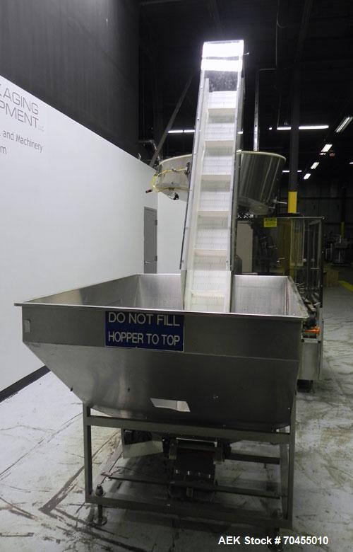 Used- Omega Design Corp Model 4D-RP2-12 Bulk Bottle Unscrambler. Capable of speeds over 200 bottles per minute. Set up with ...