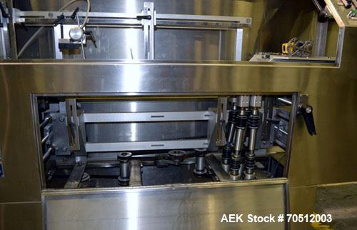 Used Pace Omniline Model M 300 Bulk Bottle Unscrambler with integrated elevator. Capable of speeds from 10 to 400 bottles per minute. Can handle bottles from 30cc to 1000cc with changeparts. Pharma-L...