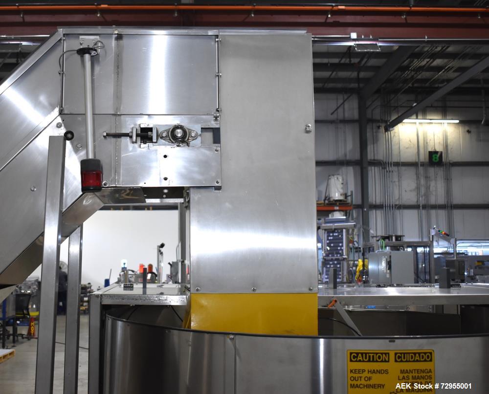 Used Pace Packaging Model M-600HK SSD Automatic High Speed Bulk Bottle Unscrambler. Capable of speeds up to 500 BPM. Bottle size range: 1.7 oz  - 2.5 Gallon or 50ml - 9.5L (with change parts). Last r...