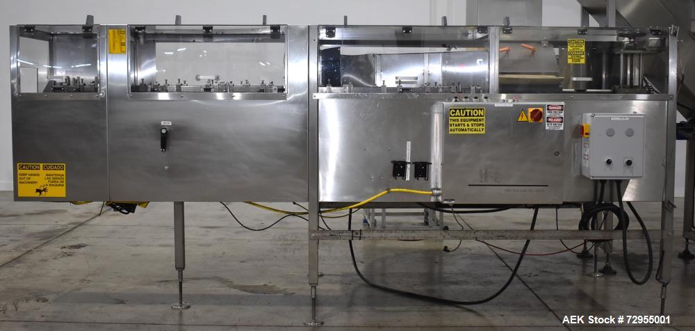 Used Pace Packaging Model M-600HK SSD Automatic High Speed Bulk Bottle Unscrambler. Capable of speeds up to 500 BPM. Bottle size range: 1.7 oz  - 2.5 Gallon or 50ml - 9.5L (with change parts). Last r...