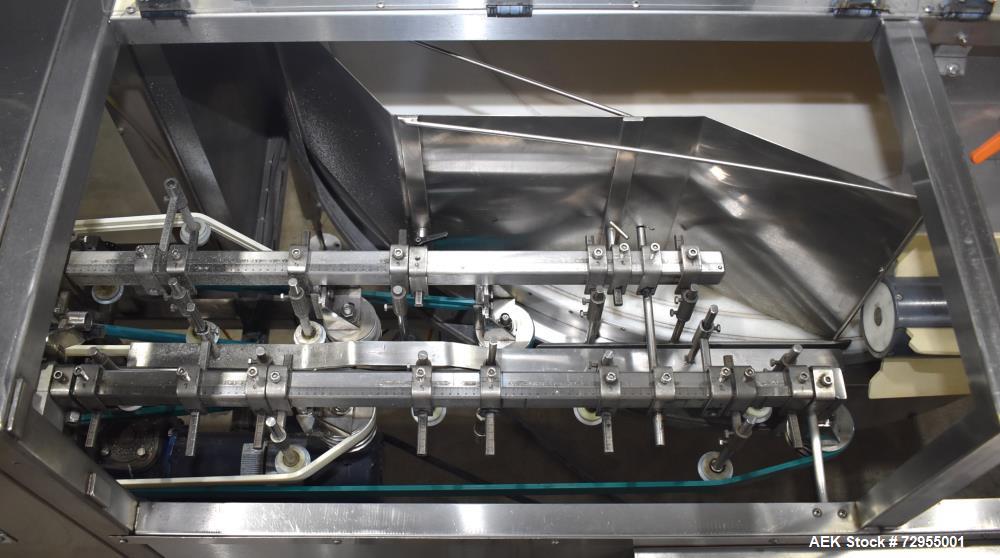 Used Pace Packaging Model M-600HK SSD Automatic High Speed Bulk Bottle Unscrambler. Capable of speeds up to 500 BPM. Bottle size range: 1.7 oz  - 2.5 Gallon or 50ml - 9.5L (with change parts). Last r...