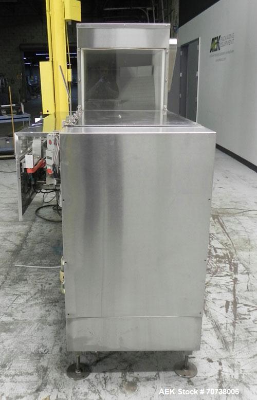 Used Pace Model M300 Pharmaceutical Bottle Unscrambler capable of speeds up to 250 containers per minute. Has bulk elevator and hopper, ionized air cleaner and all stainless steel construction. Conta...
