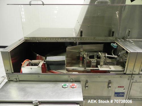Used Pace Model M300 Pharmaceutical Bottle Unscrambler capable of speeds up to 250 containers per minute. Has bulk elevator and hopper, ionized air cleaner and all stainless steel construction. Conta...