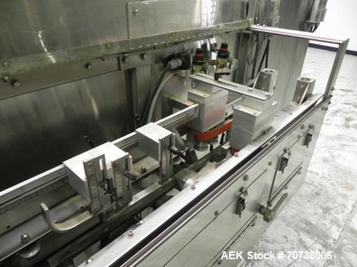 Used Pace Model M300 Pharmaceutical Bottle Unscrambler capable of speeds up to 250 containers per minute. Has bulk elevator and hopper, ionized air cleaner and all stainless steel construction. Conta...