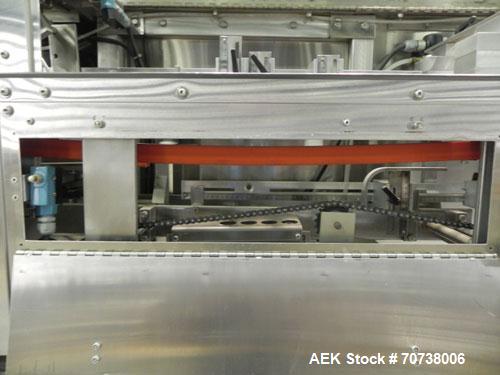 Used Pace Model M300 Pharmaceutical Bottle Unscrambler capable of speeds up to 250 containers per minute. Has bulk elevator and hopper, ionized air cleaner and all stainless steel construction. Conta...