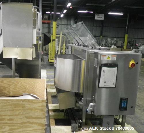 Used Pace Packaging Corporation Model M350 Omni-Line Bottle Unscrambler. Machine is capable of speeds up to 250 bottles per minute. Bottle size range: 30 CC to 1000 CC. Machine is of stainless steel ...