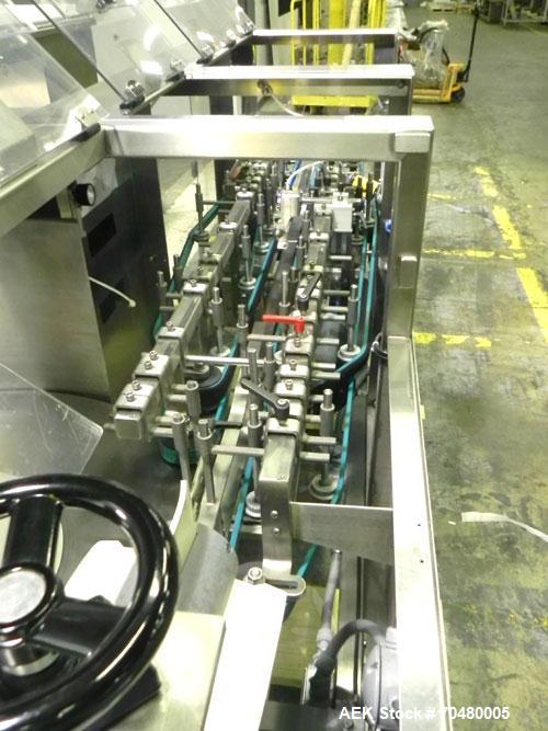 Used Pace Packaging Corporation Model M350 Omni-Line Bottle Unscrambler. Machine is capable of speeds up to 250 bottles per minute. Bottle size range: 30 CC to 1000 CC. Machine is of stainless steel ...