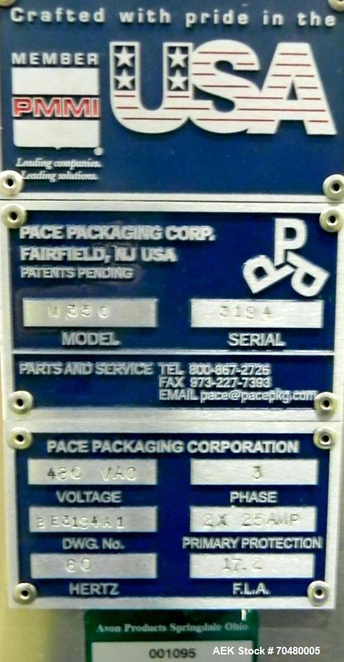 Used Pace Packaging Corporation Model M350 Omni-Line Bottle Unscrambler. Machine is capable of speeds up to 250 bottles per minute. Bottle size range: 30 CC to 1000 CC. Machine is of stainless steel ...