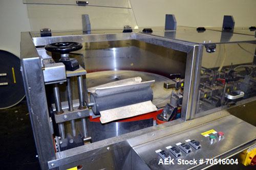 Used Pace Packaging Corporation Omni-Line Bottle Unscrambler, Model M400SS D, Stainless Steel. Capable of approximately 200 bottles per minute. Approximate  48” diameter disc, orientate belt.  3/60/4...