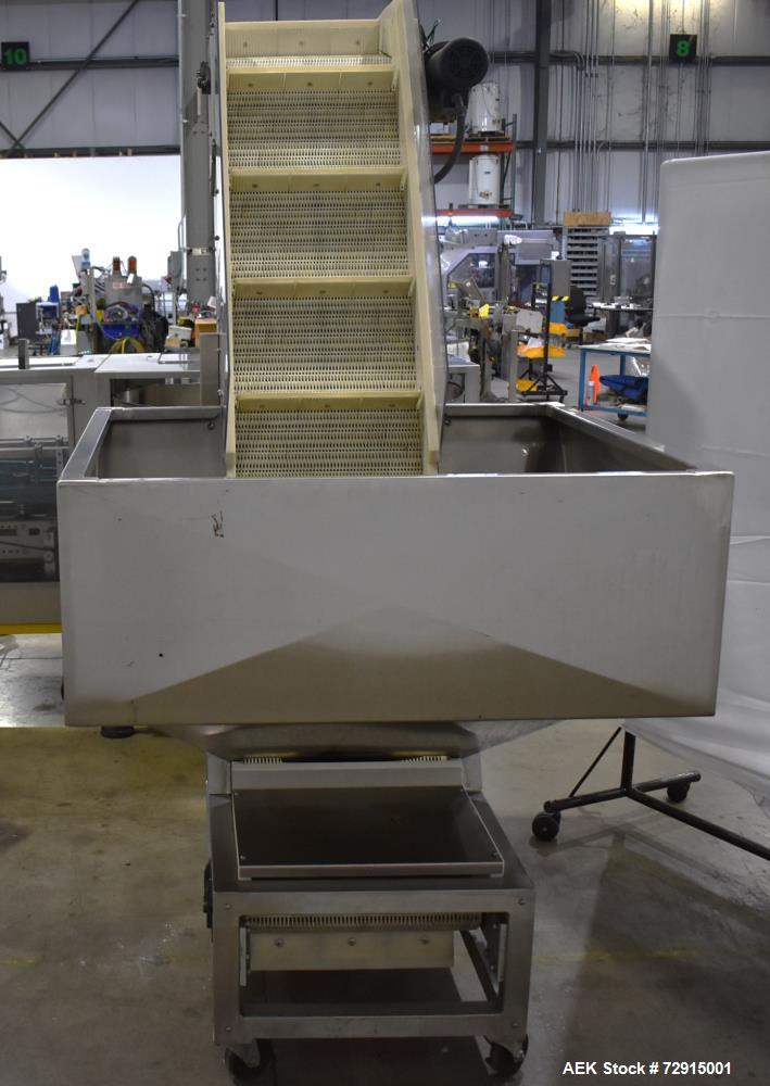 Used Pace Packaging Bulk Bottle Unscrambler, Model M400. Capable of orienting approximately 20-350 bottles a minute, depending on application. Container size range: .33 oz (10mL) to 1.3 gallon (5L) w...