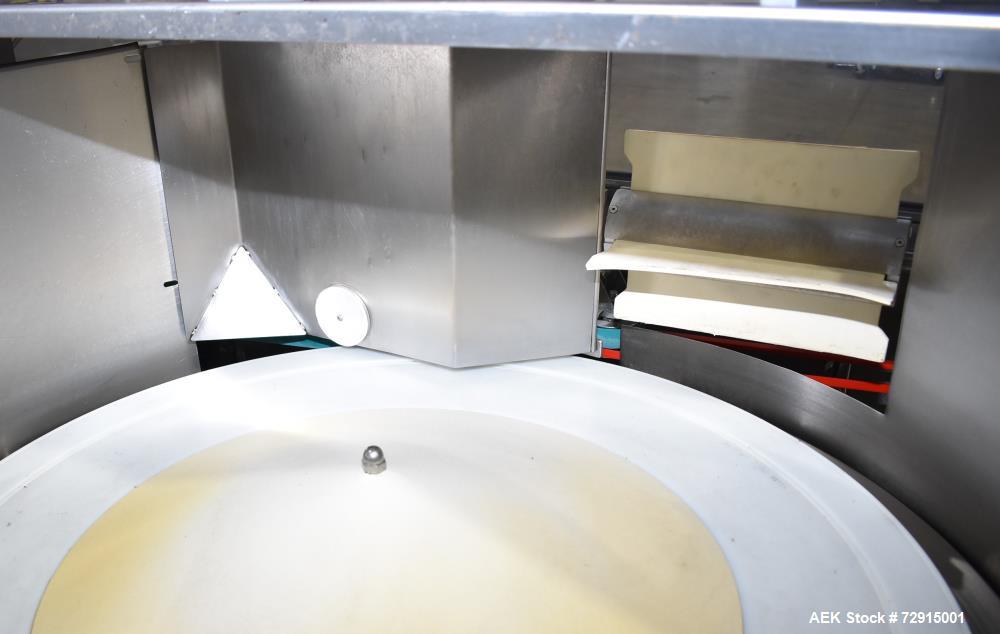 Used Pace Packaging Bulk Bottle Unscrambler, Model M400. Capable of orienting approximately 20-350 bottles a minute, depending on application. Container size range: .33 oz (10mL) to 1.3 gallon (5L) w...