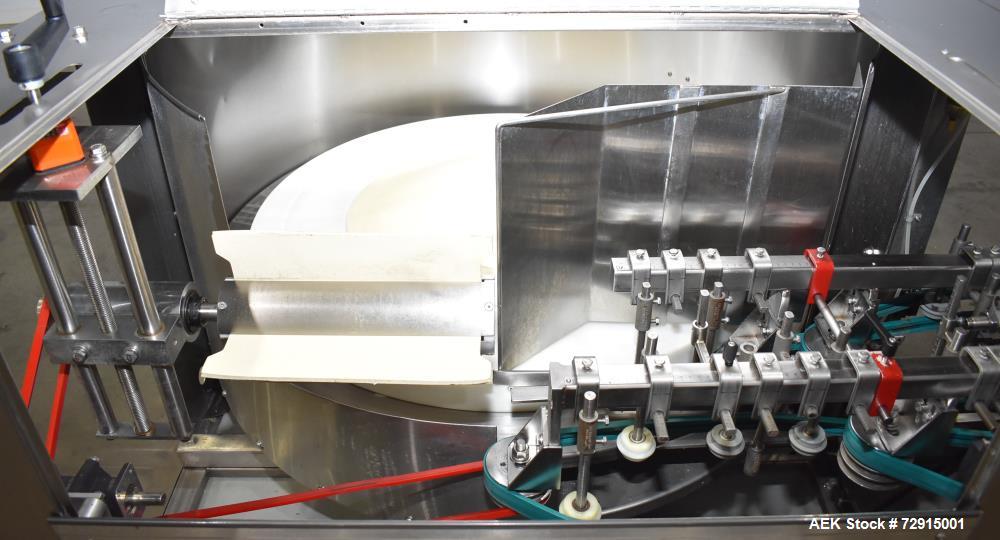 Used Pace Packaging Bulk Bottle Unscrambler, Model M400. Capable of orienting approximately 20-350 bottles a minute, depending on application. Container size range: .33 oz (10mL) to 1.3 gallon (5L) w...