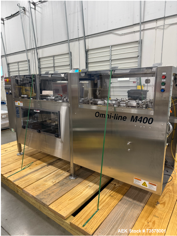 Used Pace Omni-Line Bulk Bottle Unscrambler, Model M400. Is capable of speeds from 20-400 bottles a minute, depending on size and application. Includes Pace bottle feeder. Has a 48" diameter sorting ...