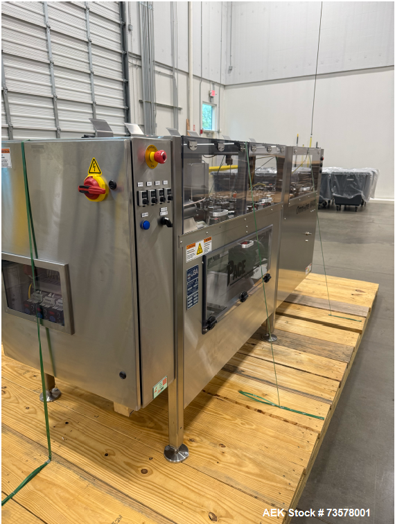 Used Pace Omni-Line Bulk Bottle Unscrambler, Model M400. Is capable of speeds from 20-400 bottles a minute, depending on size and application. Includes Pace bottle feeder. Has a 48" diameter sorting ...
