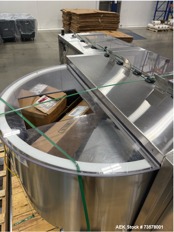 Used Pace Omni-Line Bulk Bottle Unscrambler, Model M400. Is capable of speeds from 20-400 bottles a minute, depending on size and application. Includes Pace bottle feeder. Has a 48" diameter sorting ...