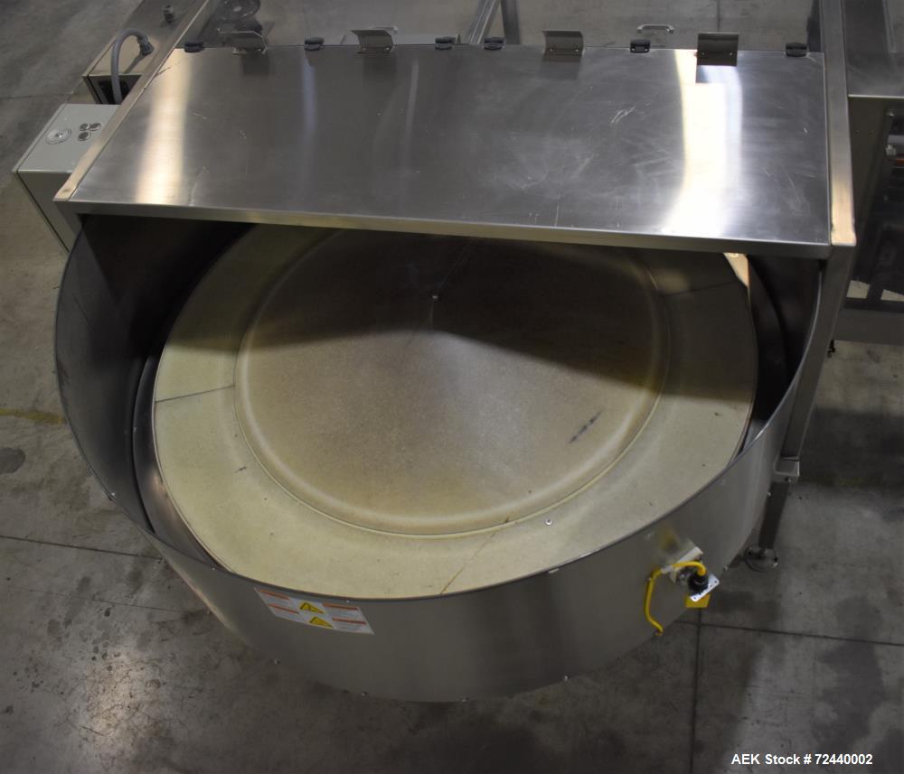 Used Pace Omni-Line Bulk Bottle Unscrambler, Model M600. Capable of speeds up to 500 bpm (depending on bottle). Bottle size range of .8 oz (25 ml) to 2.5 gallon (9.5L). Control panel with (4) Allen B...
