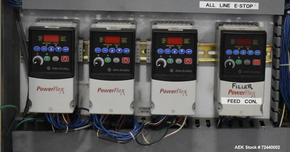 Used Pace Omni-Line Bulk Bottle Unscrambler, Model M600. Capable of speeds up to 500 bpm (depending on bottle). Bottle size range of .8 oz (25 ml) to 2.5 gallon (9.5L). Control panel with (4) Allen B...