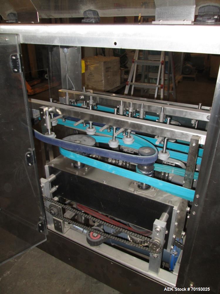 Used Pace PET Bottle Unscrambler with Hopper-Elevator, Model Omni-Line M350AR. Stainless steel construction. Pace 20 cubic foot hopper-elevator. Last ran neutraceutical 120ml to 250ml, "Tool-less" ch...