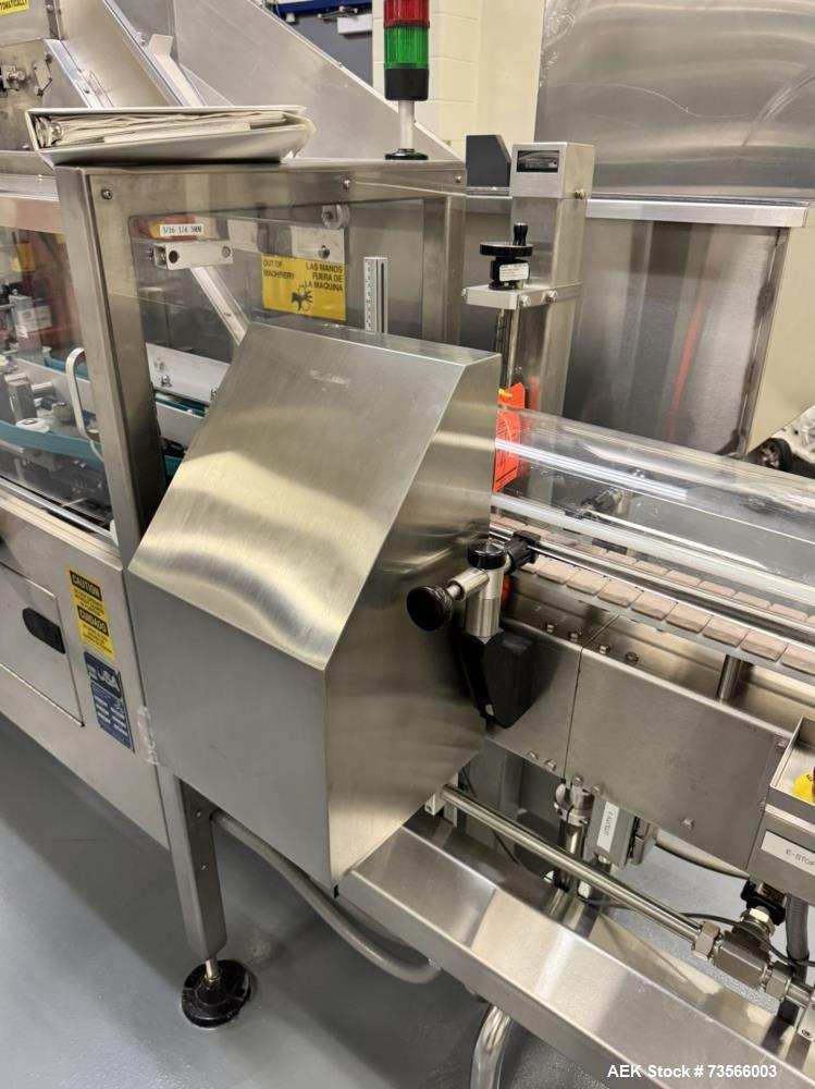 Used Pace Packaging Pharma-Line 300 Bottle Unscrambler With Air Rinse, Model 300 AR, Serial# 1850. With Pace Packaging 20 CUFT bulk bottle elevator, serial# 1864, Lakso 62 319 reject & assorted parts.