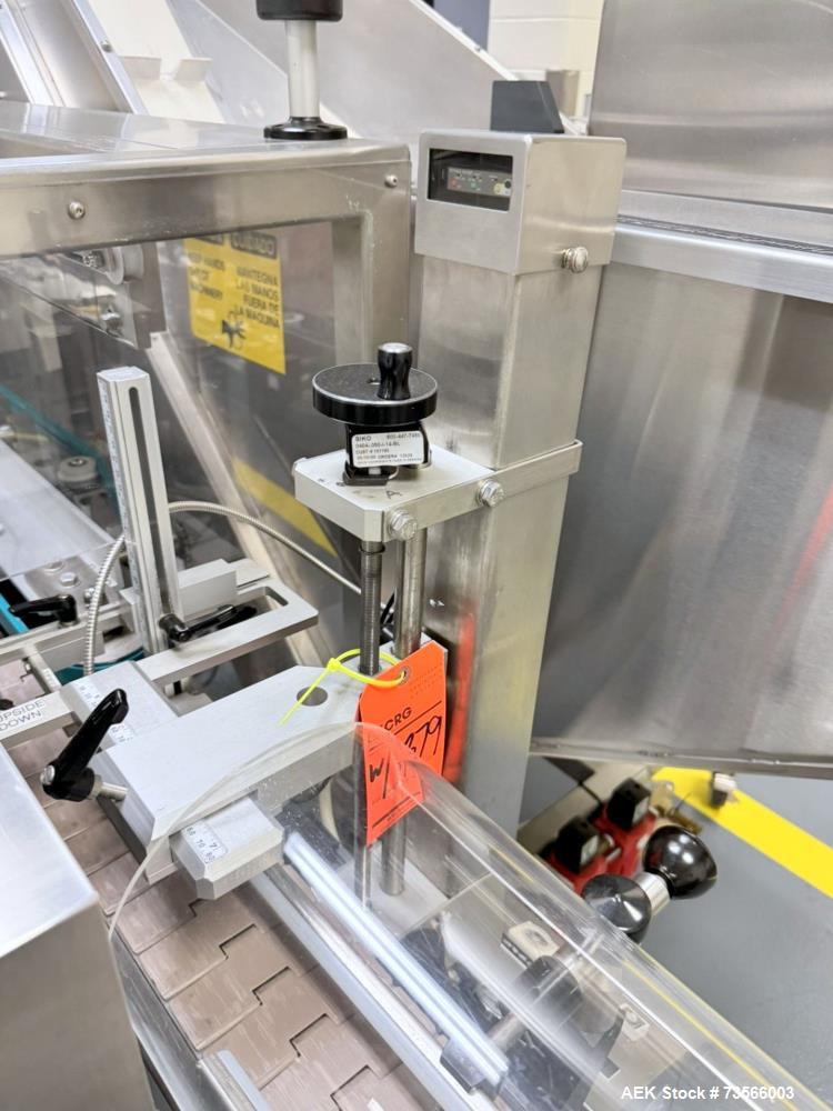 Used Pace Packaging Pharma-Line 300 Bottle Unscrambler With Air Rinse, Model 300 AR, Serial# 1850. With Pace Packaging 20 CUFT bulk bottle elevator, serial# 1864, Lakso 62 319 reject & assorted parts.