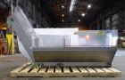 Used- Bulk Bottle Incline Belt Conveyor With Bottom Feed Hopper