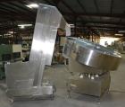 Used Ozaf AC/1500 Bottle Unscrambler, capacity approximately 170-180 units per minute. Includes an OZAF integrated elevator model E/10AG. SELLING PRICE AS IS, WHERE IS, SANFORD, NC.