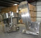 Used Ozaf AC/1500 Bottle Unscrambler, capacity approximately 170-180 units per minute. Includes an OZAF integrated elevator model E/10AG. SELLING PRICE AS IS, WHERE IS, SANFORD, NC.